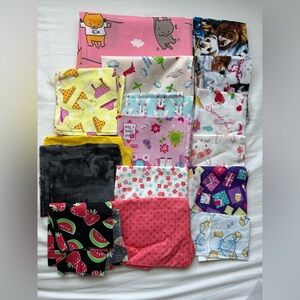 Lot of Quilting Fabrics + Shape Cutouts